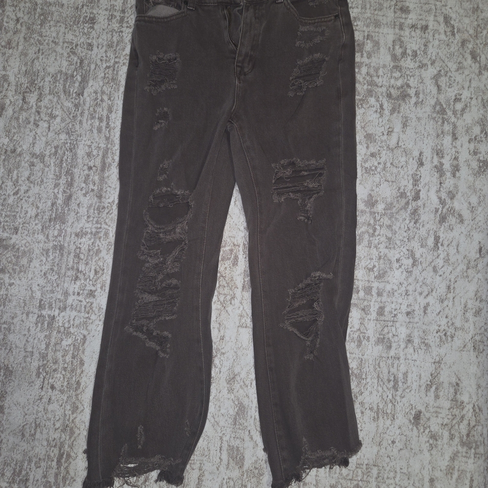 Edgy Distressed Straight Leg Jeans